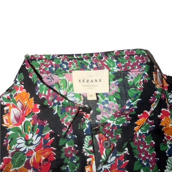 $125 SÉZANE Pierro Floral Print Long Sleeve Button-Up Shirt, Size 34 (US 2) - Picture 6 of 8